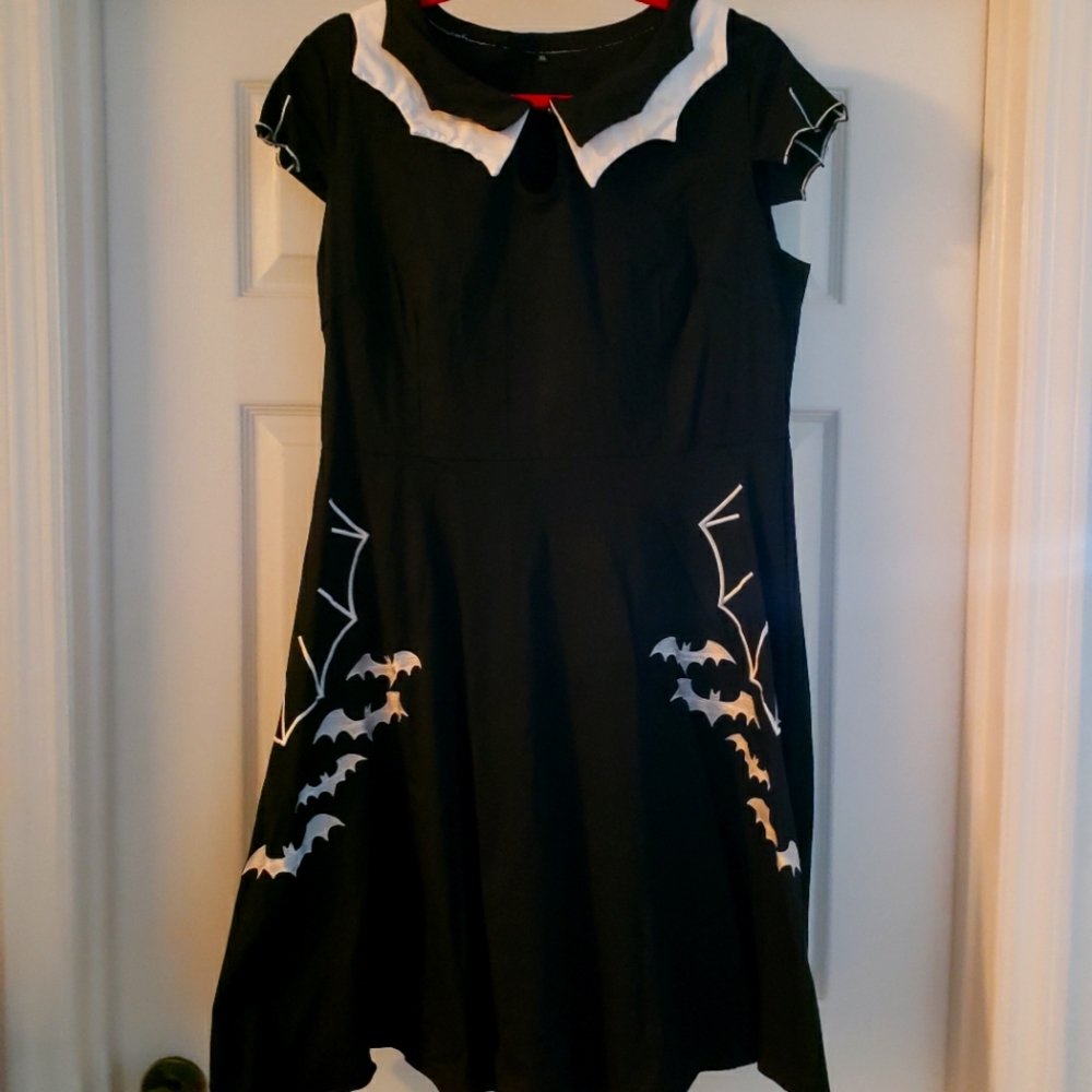Spooky spider web and bat dress.